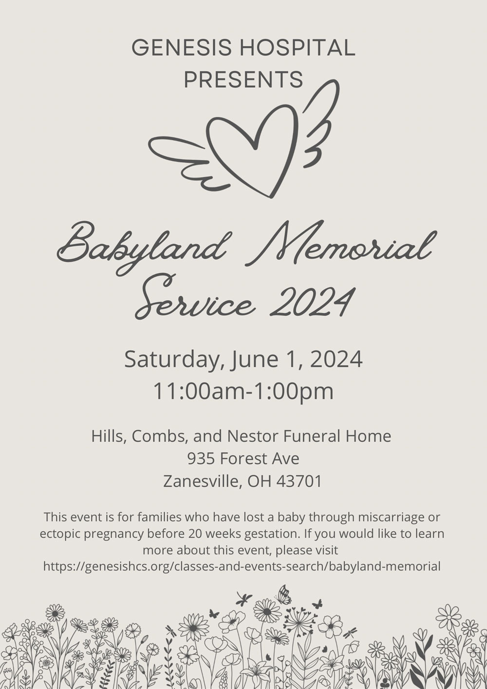 Babyland Memorial Service - This event is for families who have lost a baby through miscarriage or ectopic pregnancy before 20 weeks gestation. I fyou would like to learn more about this event please visit the link below.